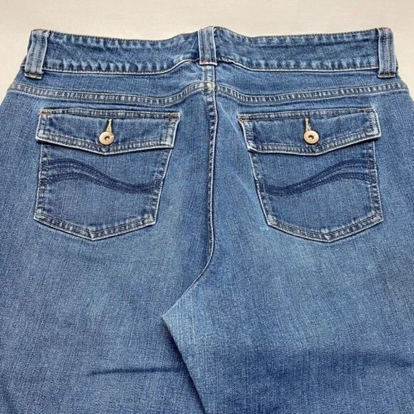 Lee Natural Bootcut Jeans Women’s 14 Blue Mid Rise Flap Pockets Stretch Denim - Picture 12 of 13